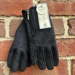 Fownes Touchscreen Compatible Gloves Black Zip Detail Cold Weather Size M NWT